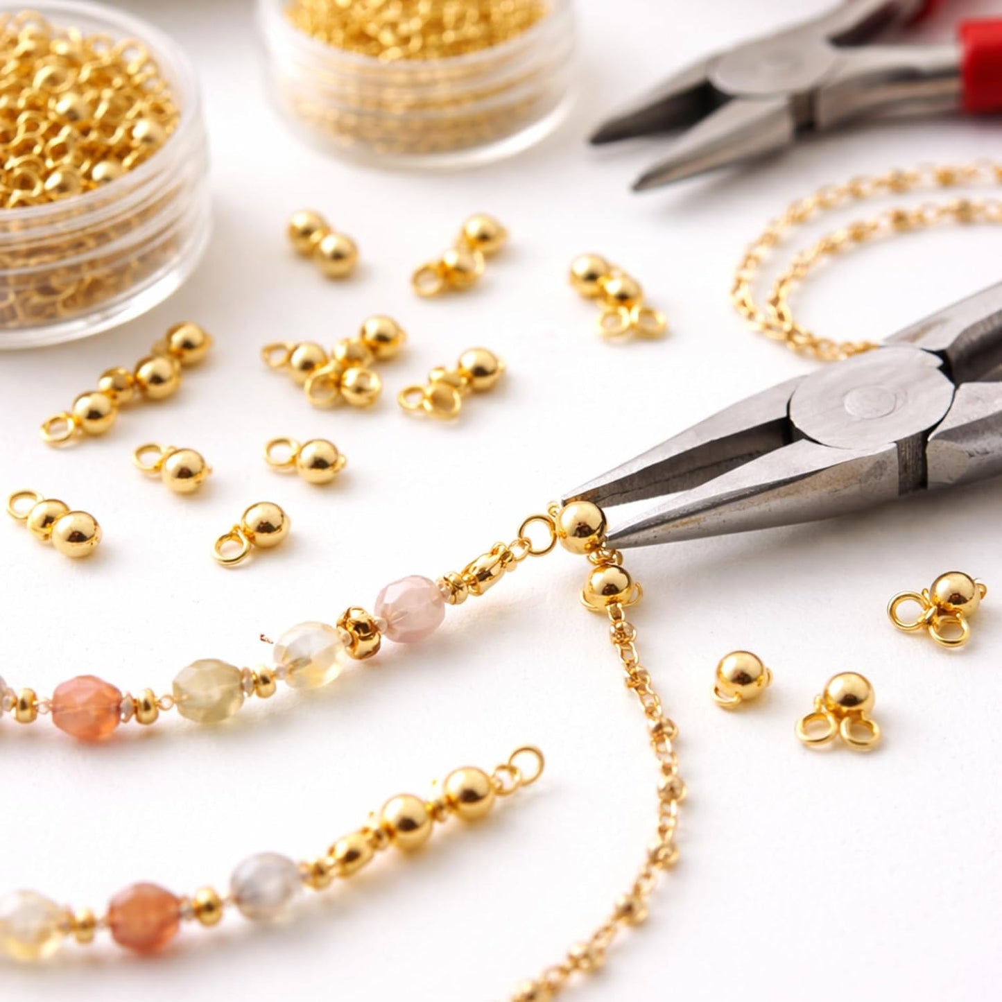 Gold Ball Charm Beads with Loop for Jewelry Making, Mini Round Dangle Charms for Necklace, Earrings & Bracelet DIY Craft Supplies