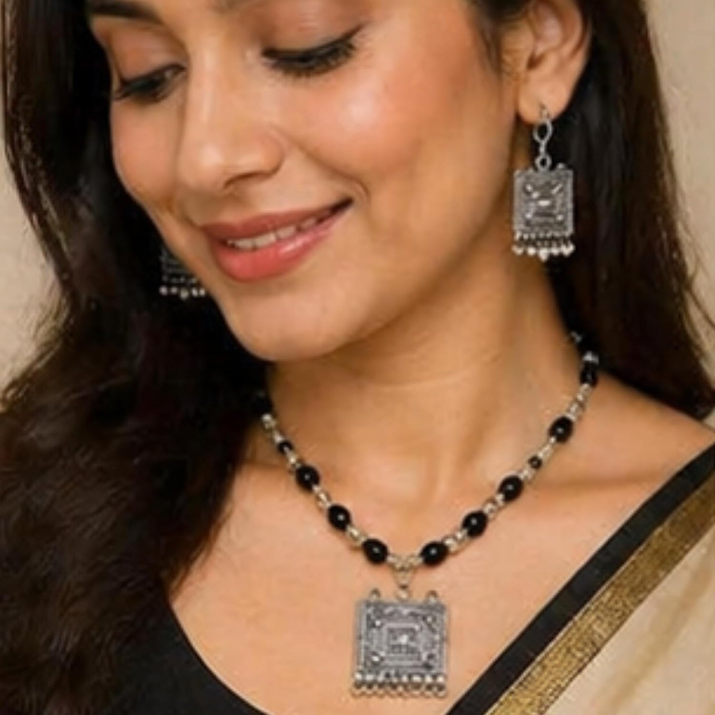 Oxidized Silver Square Pendant Connectors