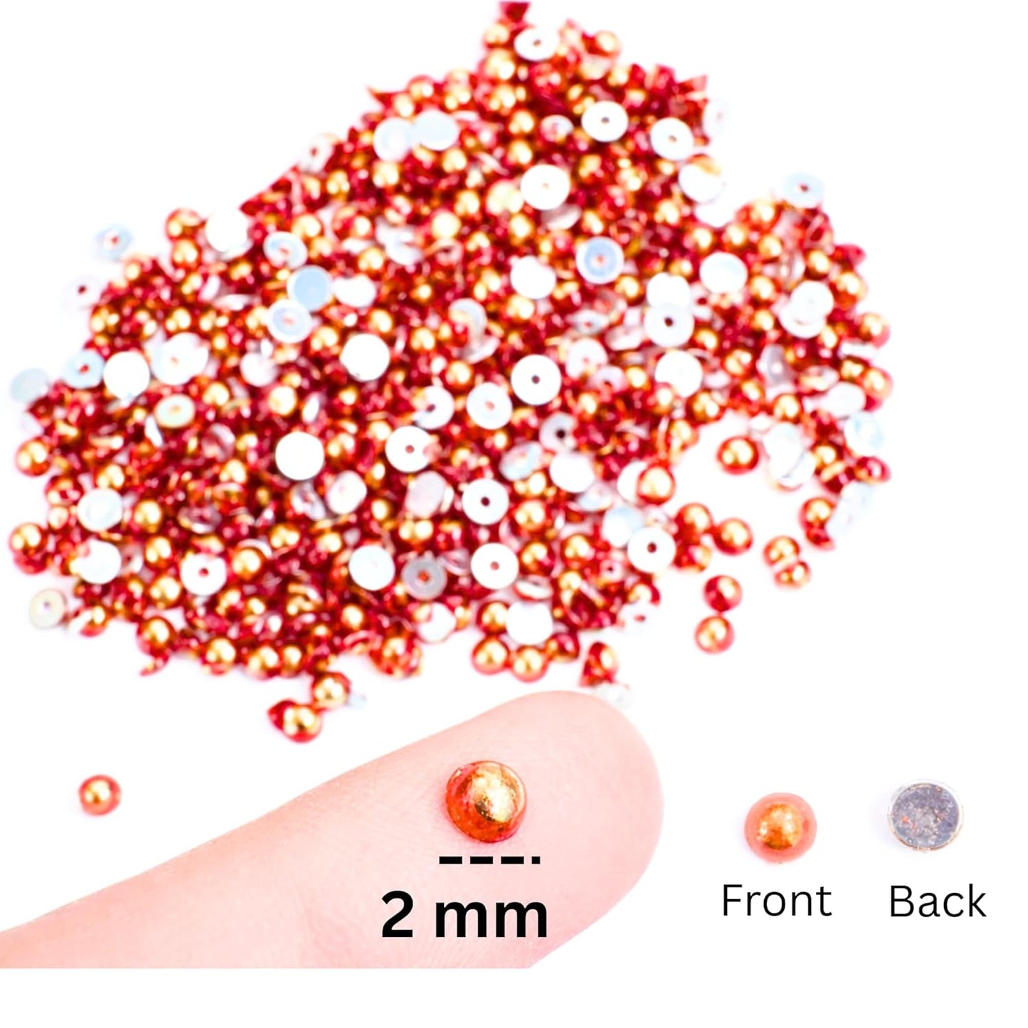 Orange Rhinestones Circular Stickable Plastic Kundan Beads for Saree Border Jewelry Making Nail Face Makeup Art Crafts Clothes Decoration DIY Art & Crafts