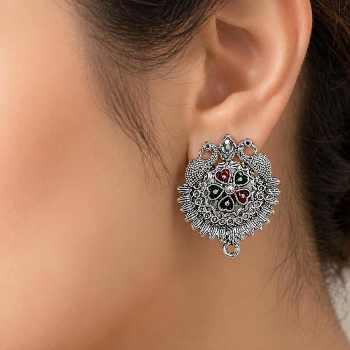 Peacock Antique Silver Earring Making Components