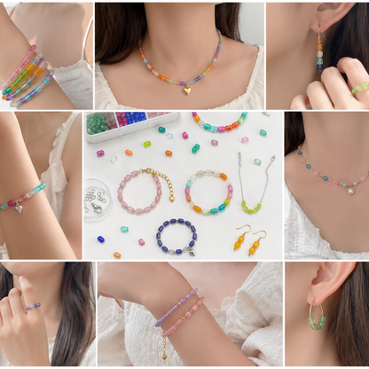 Colorful  Real Stone Transparent Beads for Jewelry Making ( 10 )
