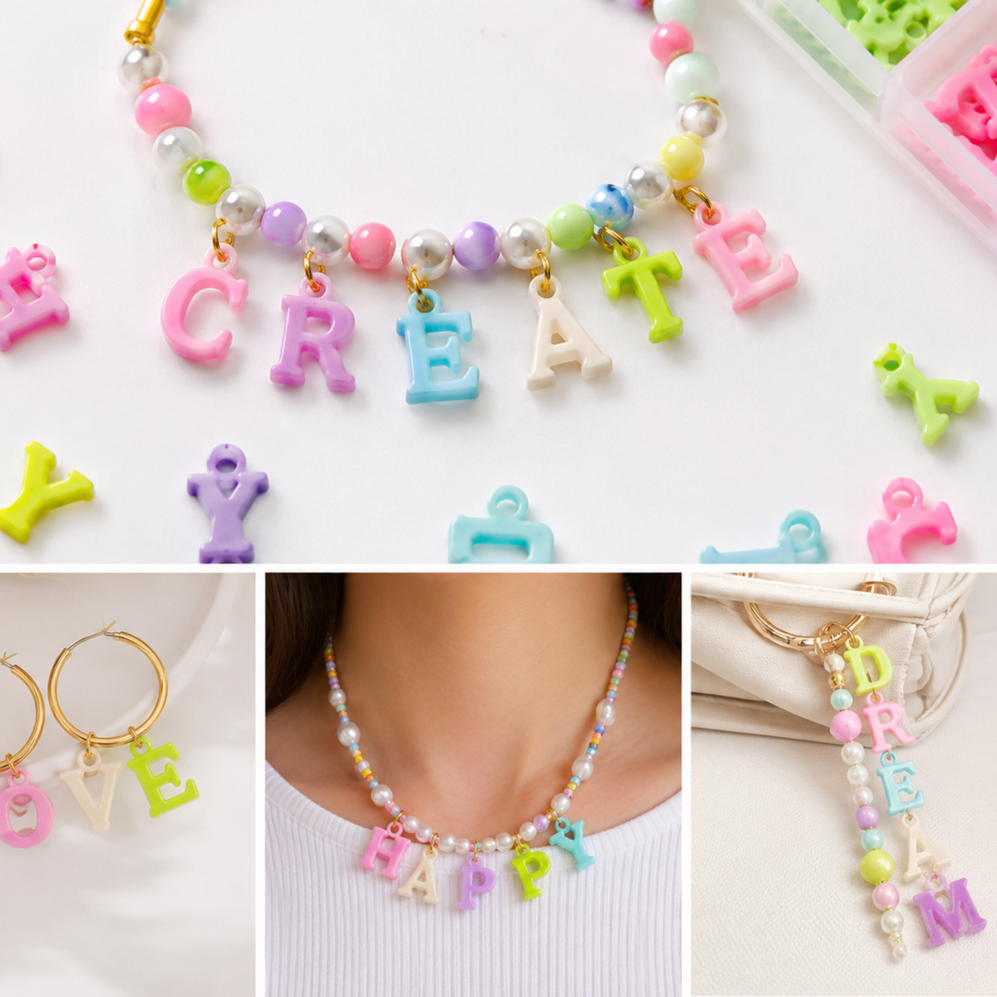 Alphabet Charms for Jewelry Making Acrylic Letter Beads (  100 pcs )