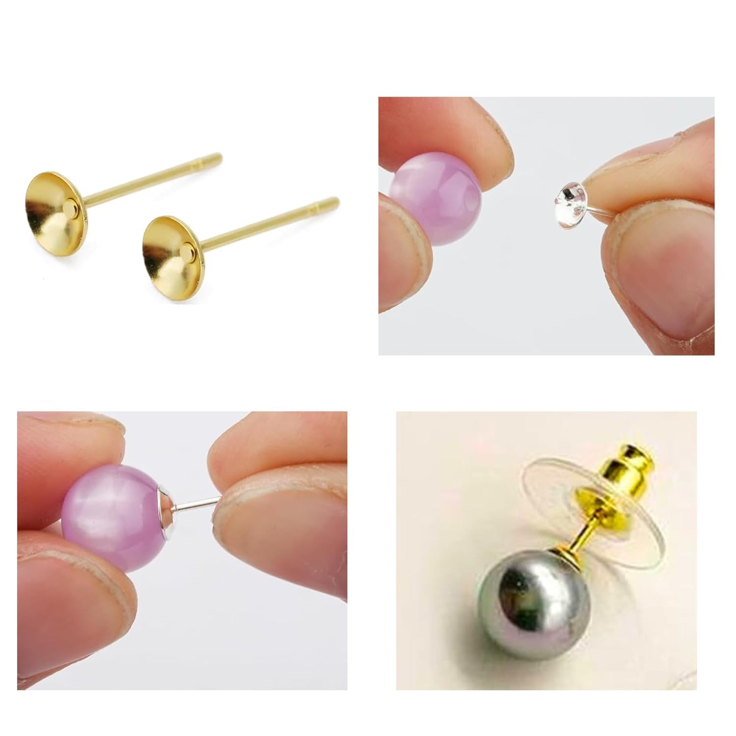 Cup Pad Blank Earring Pin Studs with Silicone Earring Backs Stopper