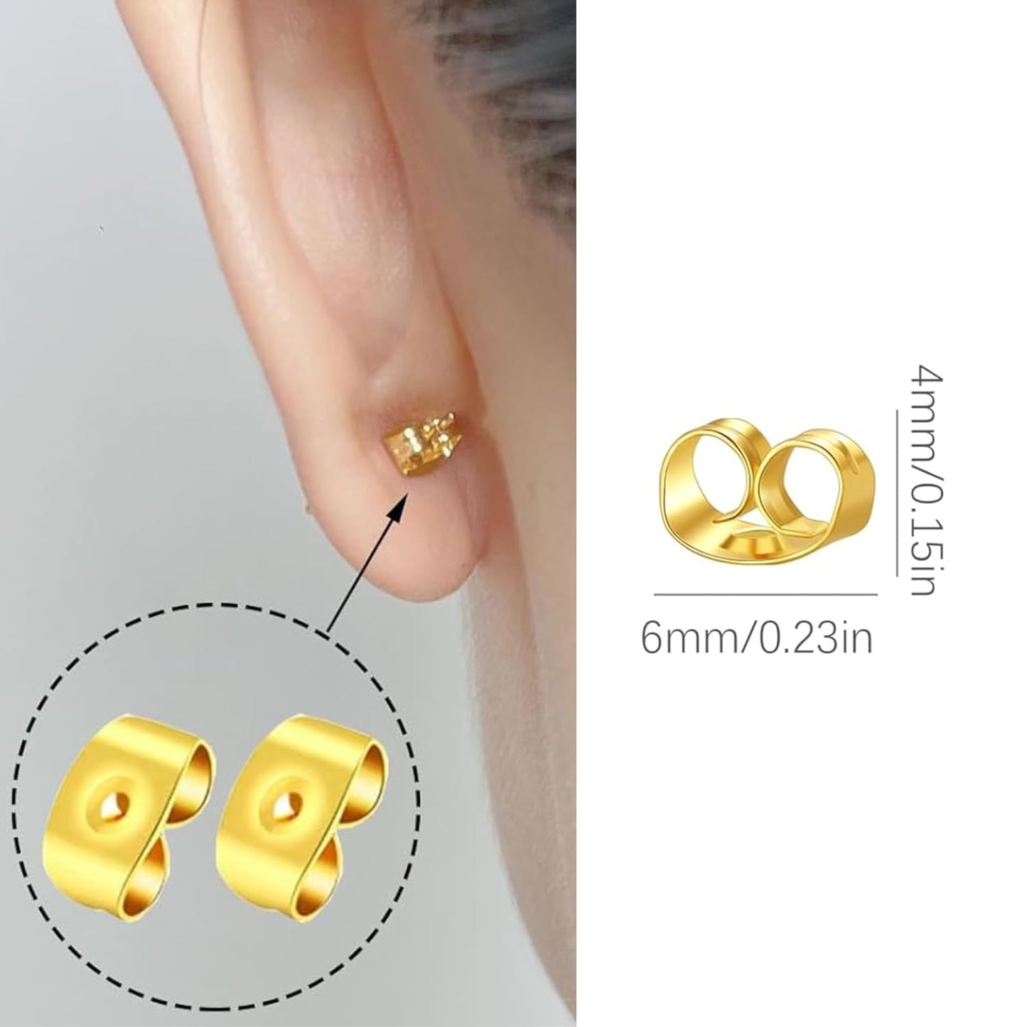 Earring Backs For Studs Screw on Ear Backings Replacement Butterfly Shape ( 6 mm )