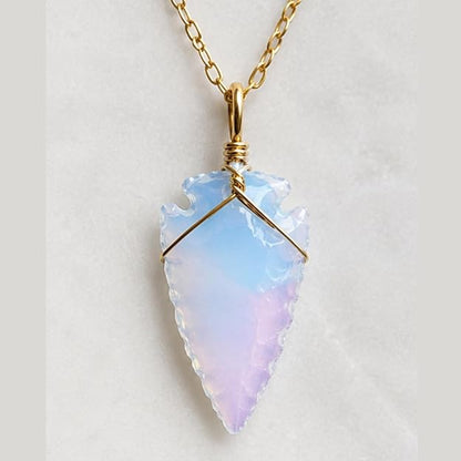 1 Pcs Natural Opalite Gemstone Crystal Arrowhead Pendant