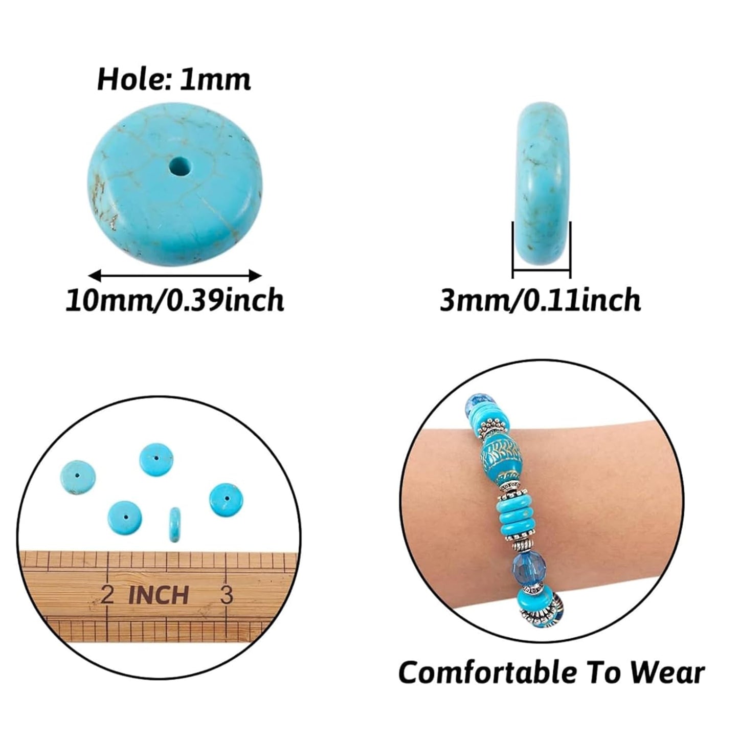 Natural Turquoise Coin Disc Stone Beads Flat Round Disk