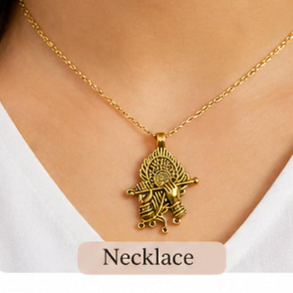 Antique Gold Krishan Ji Necklace & Earing design