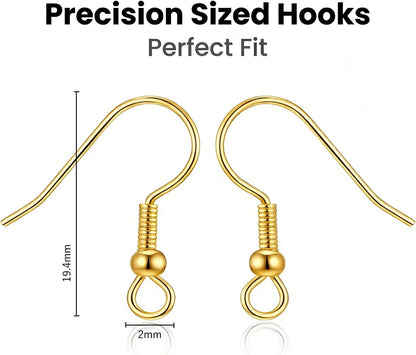Gold Earring Hooks for Jewelry Making Stainless Steel Gold Earring Hooks ( 100 pcs )