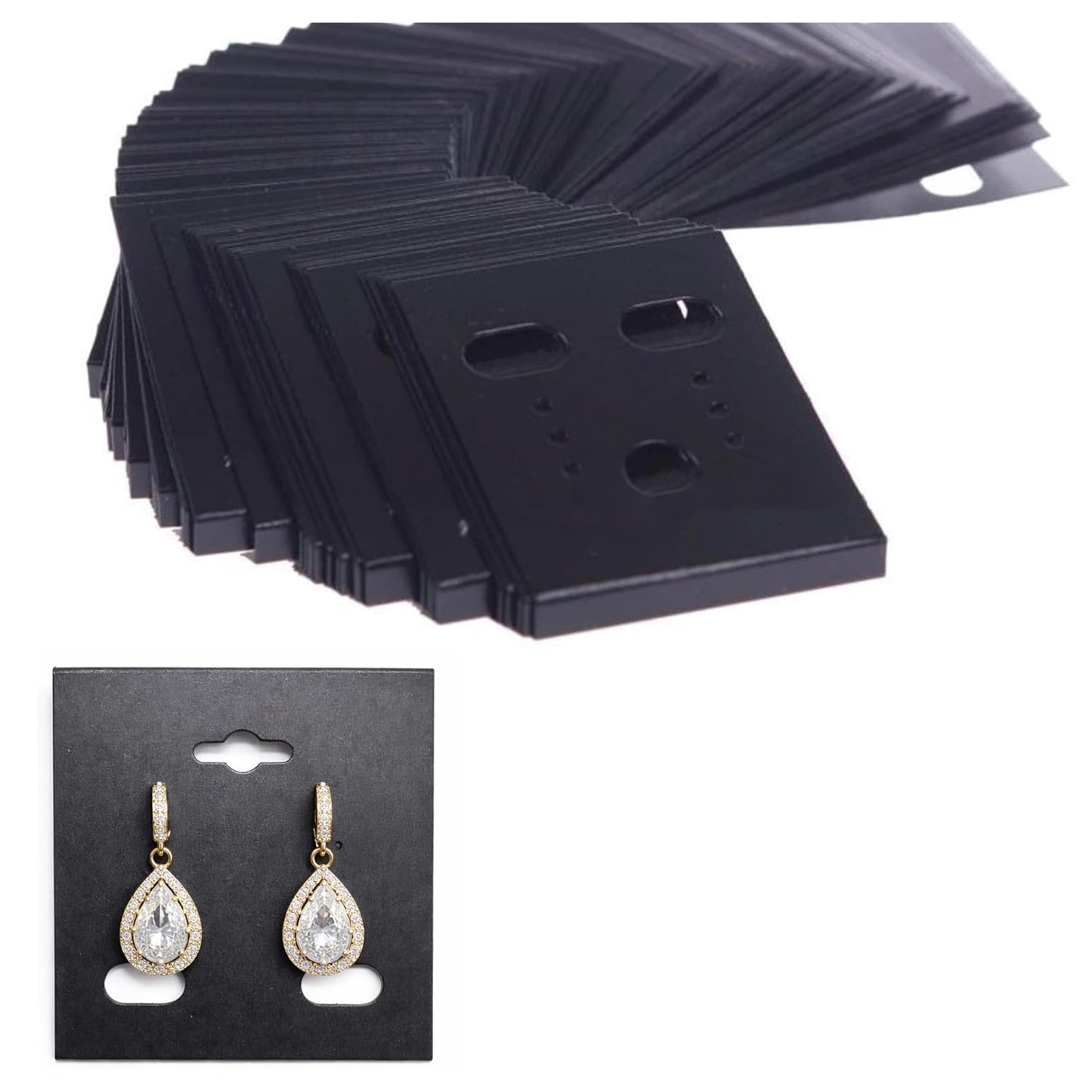 BLACK Plastic Jewelry Earring Display Cards Ear Stud Plastic Earring ( 100 Pcs )