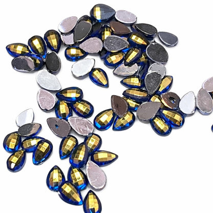 Blue Golden Rhinestones Flatback Passable Kundan Stones Gemstones and Crystals