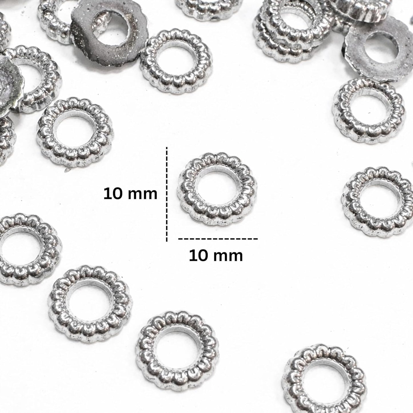 Silver Embroidery Rings Fabric Work Spacer Rings for Saree Blouse Dress Decoration