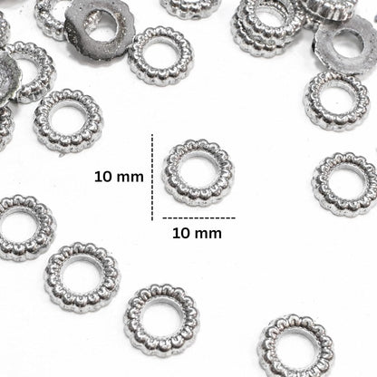 Silver Embroidery Rings Fabric Work Spacer Rings for Saree Blouse Dress Decoration