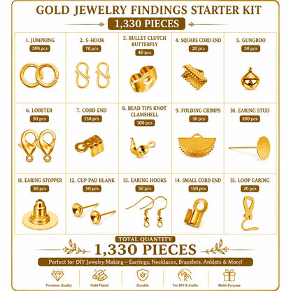 1330 pcs Golden Jewelry Making Kit