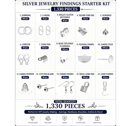 1330 pcs Silver Jewelry Making Kit