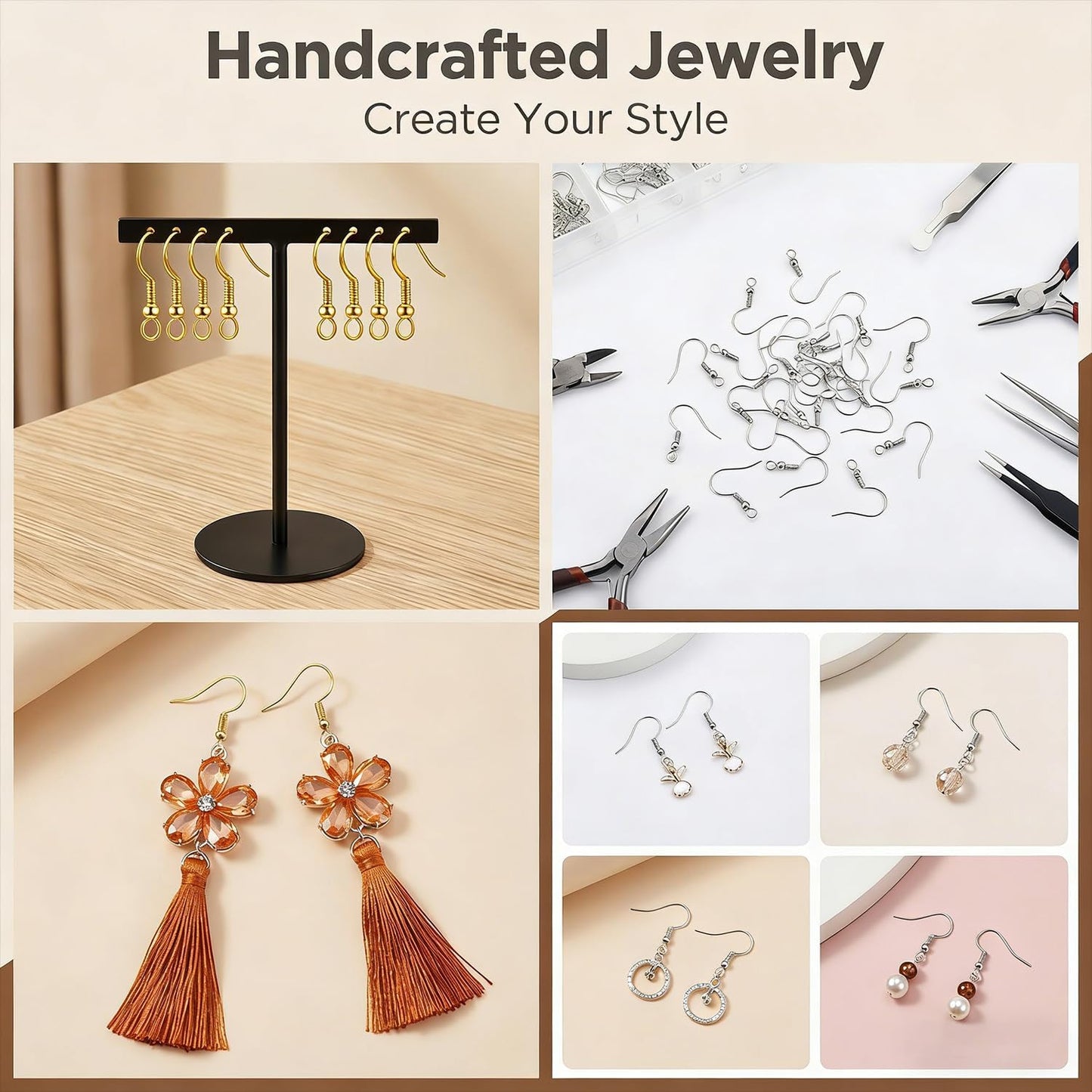Gold Earring Hooks for Jewelry Making Stainless Steel Gold Earring Hooks ( 100 pcs )
