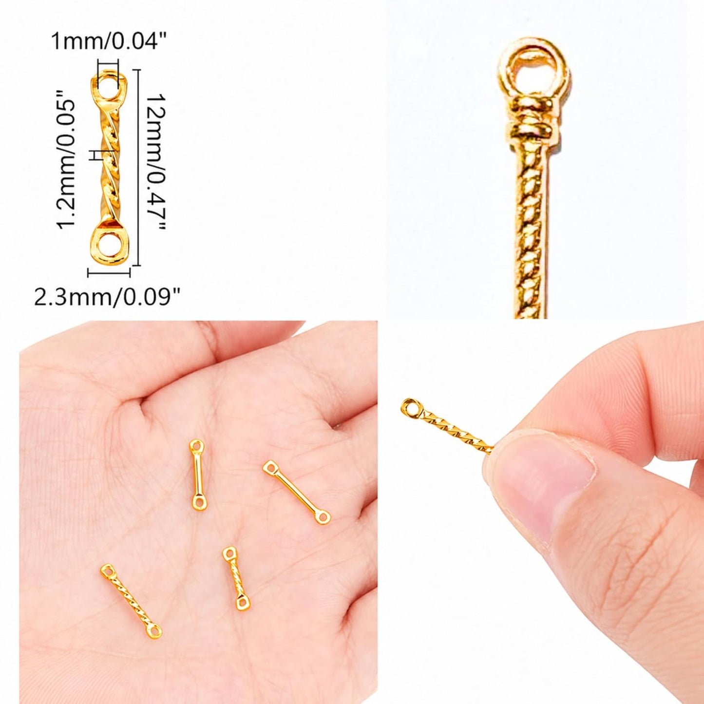 Double Hole Connector Bars for Jewelry Making Plated Link Connectors DIY Earrings Necklace Bracelet Findings Craft Supplies 50 Pcs