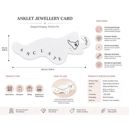 Blank Anklet Jewelry Display Cards 100 Pcs