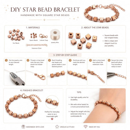 Rose Gold Square Spacer Beads for Jewelry Making ( 500 pcs )