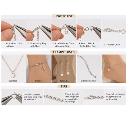 10 Meter Jewelry Making Chain for DIY Crafts, Necklace and Bracelet Chain Roll