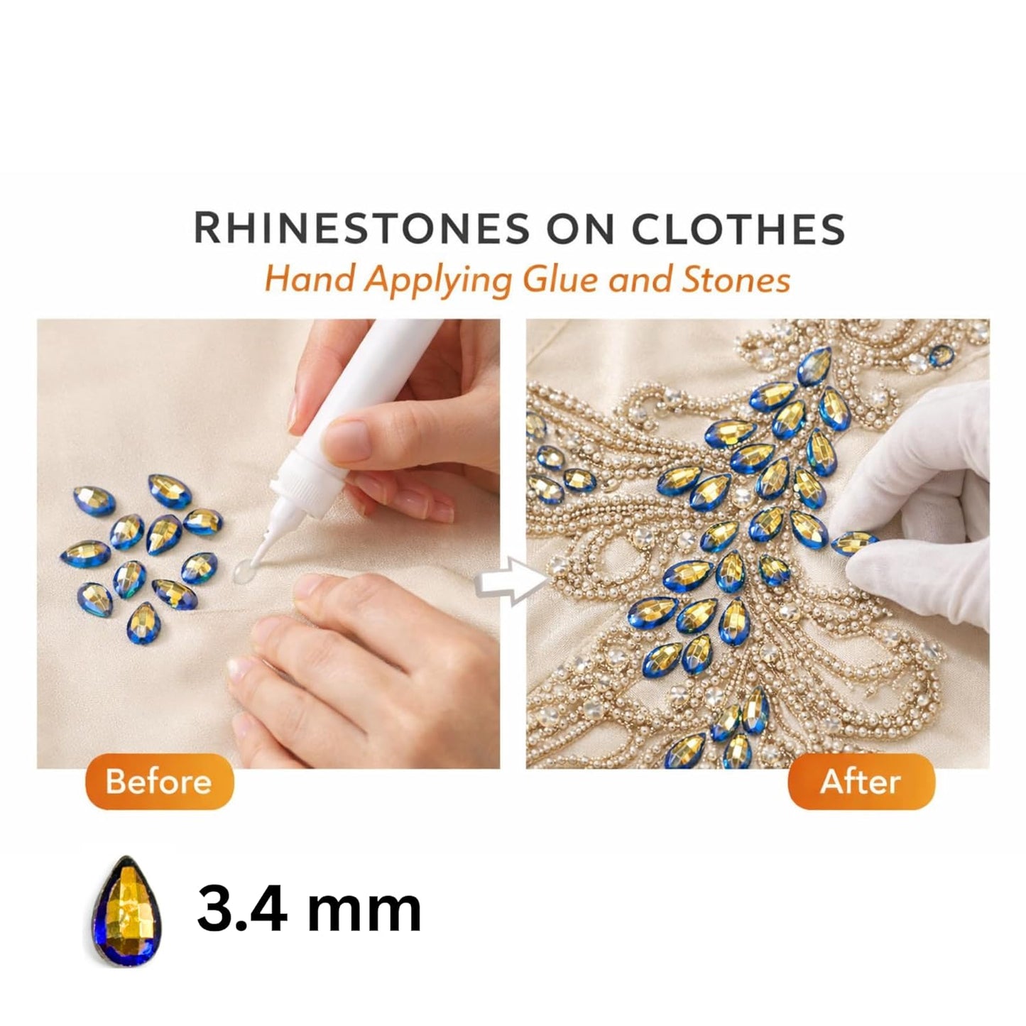 Blue Golden Rhinestones Flatback Passable Kundan Stones Gemstones and Crystals