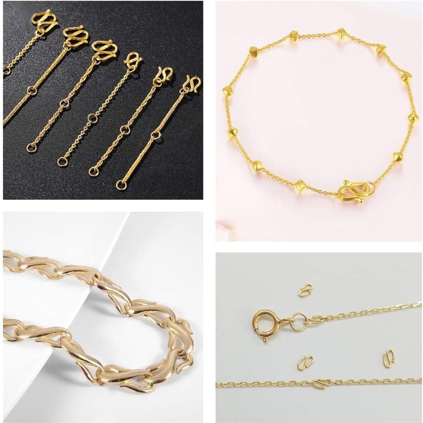 Jewellery Making Accessories Clasps Chain Connector+Jumpering+S Hooks Metal Jewellery Clasp for Pendant Bracelet Necklace 3 Pack (jumpring + Punch + s Hooks 50 Pcs + 50 Pcs + 50 Pc)