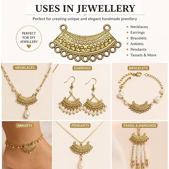 Gold Plated Crescent Connector Charms