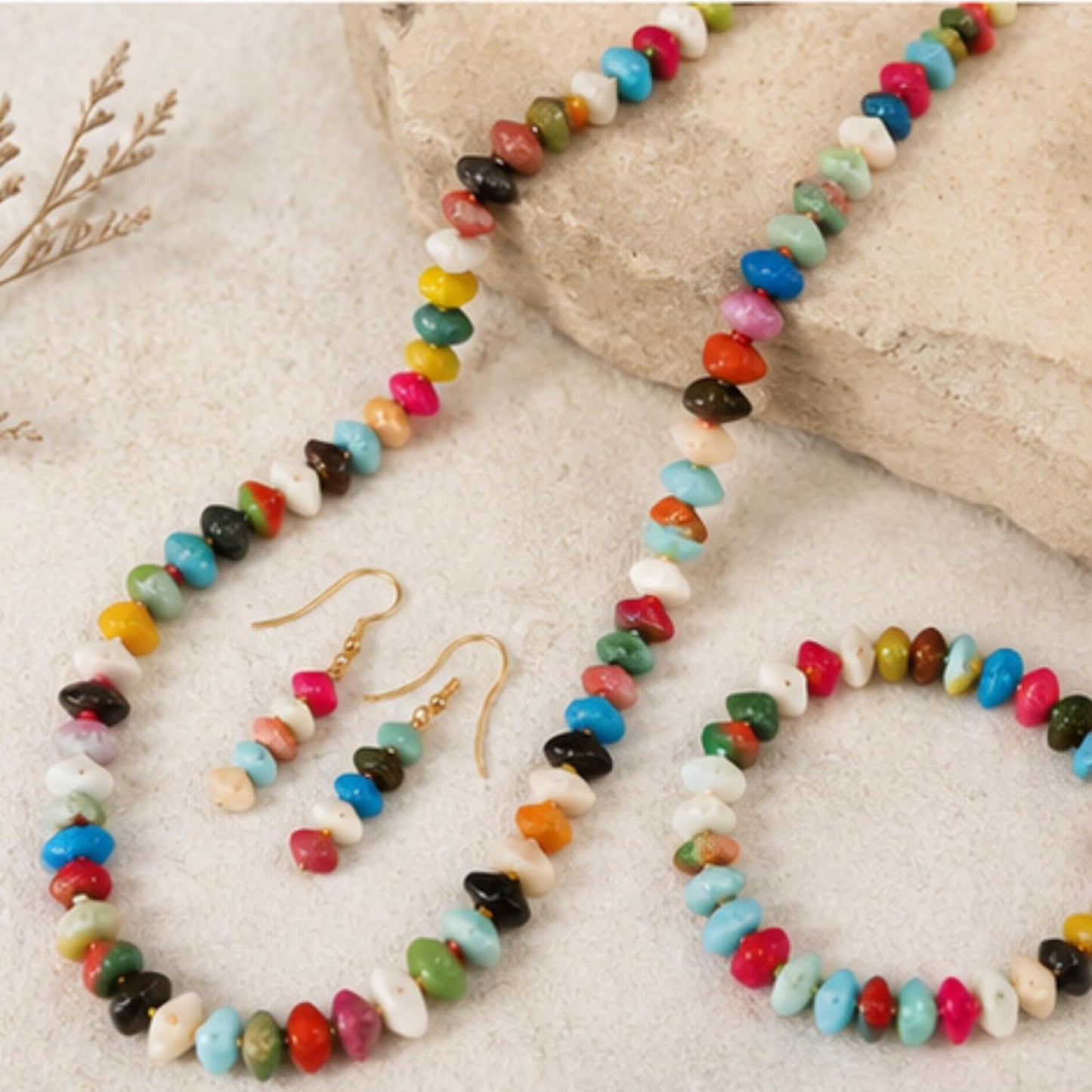 100 pcs Multicolor Natural Stone Chip Beads for Jewelry Making, 1 mm Drilled Gemstone Beads for Necklaces, Bracelets, Earrings
