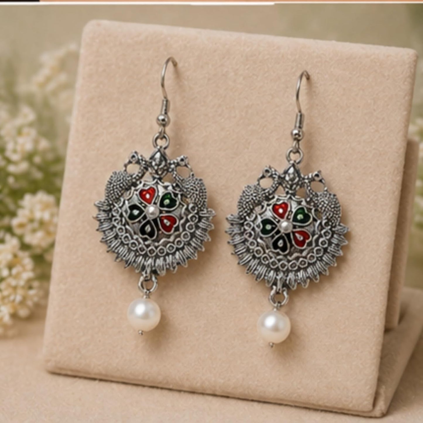 Peacock Antique Silver Earring Making Components