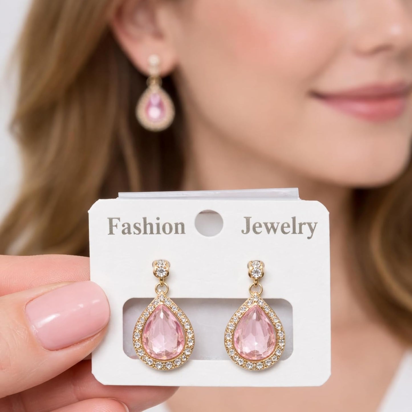 White Center Transparent Plastic Jewelry Earring Display Cards  ( 100 pcs )