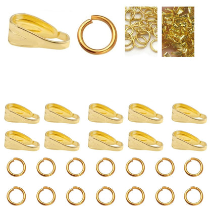 Combo pack Clasps Chain Connector + Jump ring Bail Jump Ring Metal Pinch for Pendant Bracelet Necklace ( 100 Gram )
