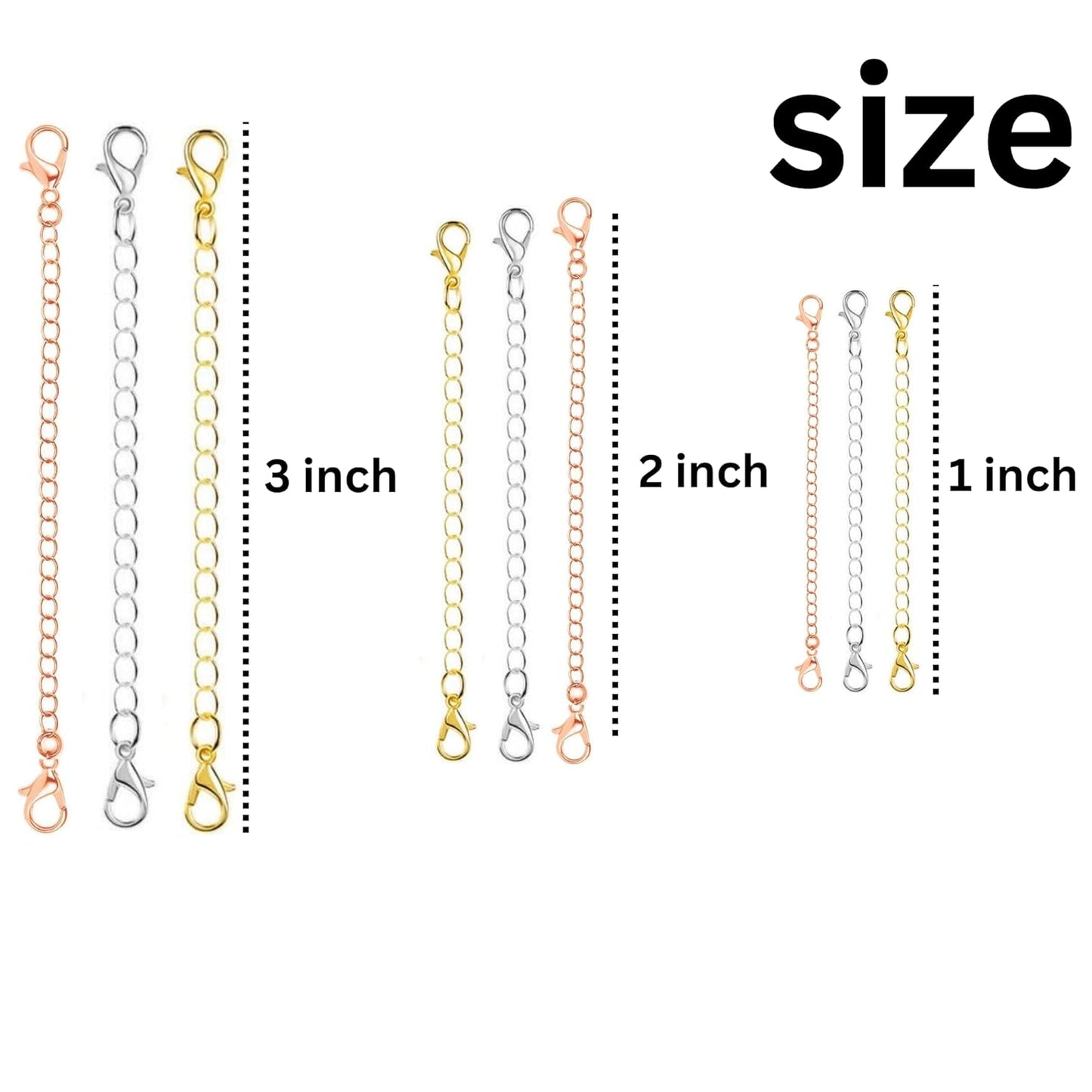 Necklace Extender Rose Gold Gold Silver ( 3 sizes )