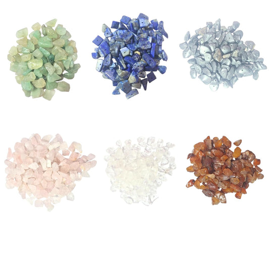 Natural Chip Stone Beads 6 Color 120 Pcs 1 mm Drilled Hole Gemstone Crystal Pieces Beads for Jewelry Making Home Decoration DIY Crafts