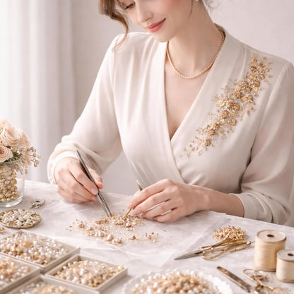 Flower Embroidery Appliques Premium Floral Embellishments for Saree Blouse