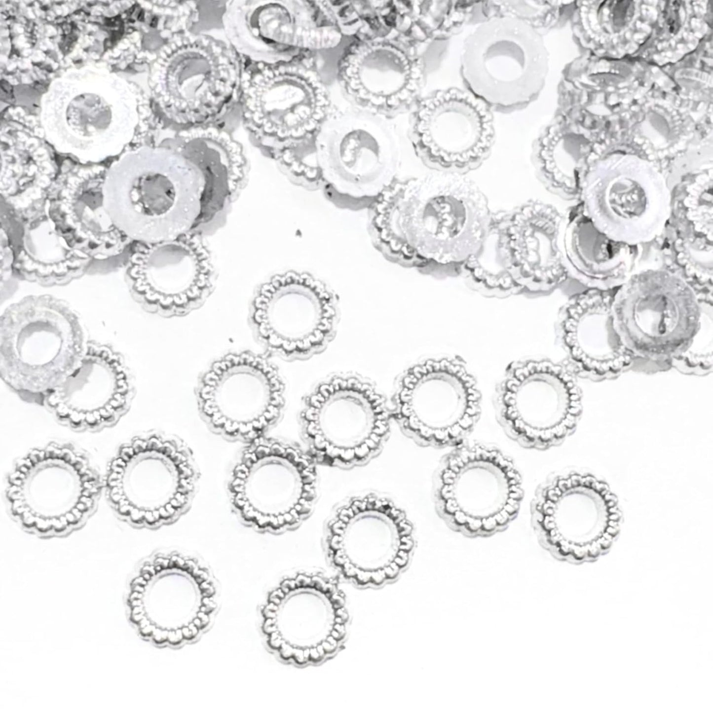 Silver Embroidery Rings Fabric Work Spacer Rings for Saree Blouse Dress Decoration