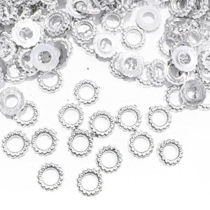 Silver Embroidery Rings Fabric Work Spacer Rings for Saree Blouse Dress Decoration