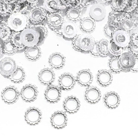 Silver Embroidery Rings Fabric Work Spacer Rings for Saree Blouse Dress Decoration