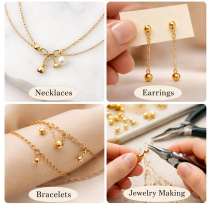 Gold Ball Charm Beads with Loop for Jewelry Making, Mini Round Dangle Charms for Necklace, Earrings & Bracelet DIY Craft Supplies