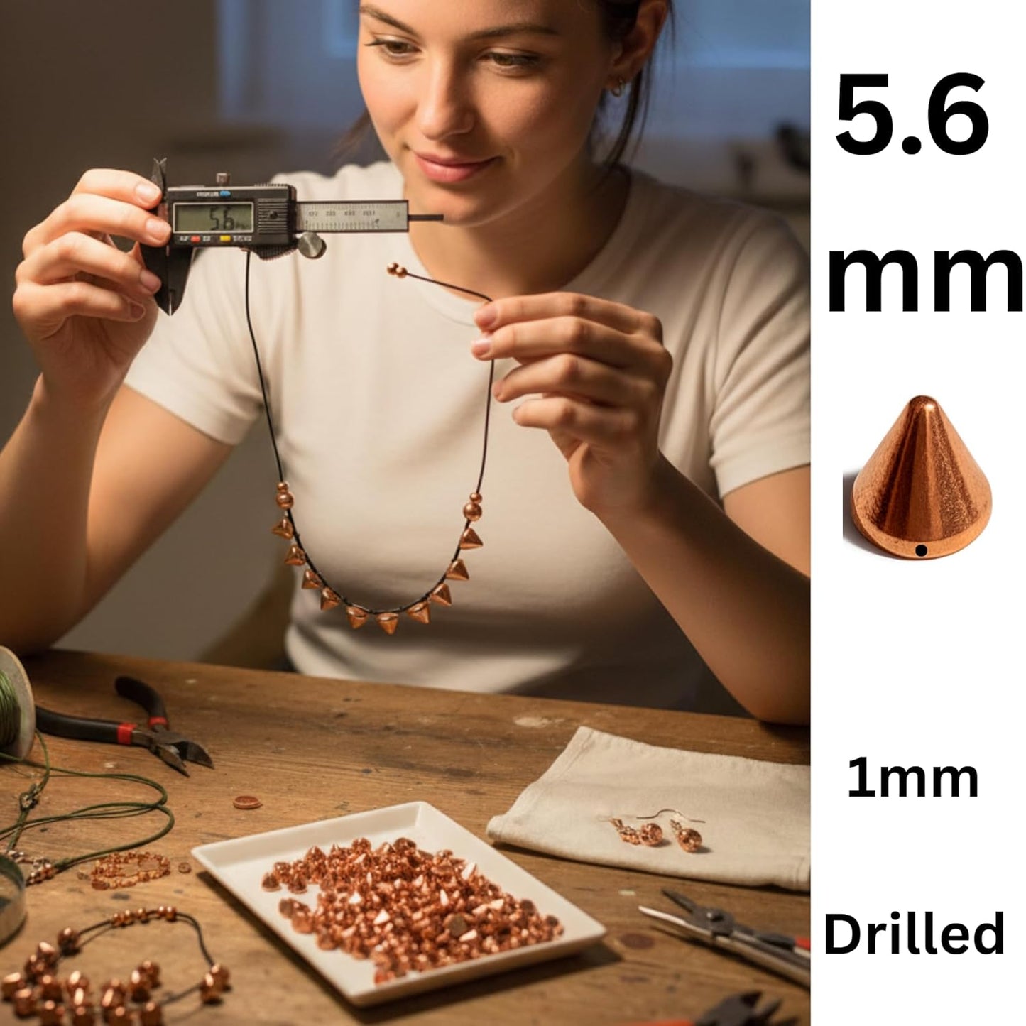 Acrylic Punk Bullet Rivets | Cone Spike Studs Beads| 5.6 mm Cone Studs Flat Back ( 100 Gram )