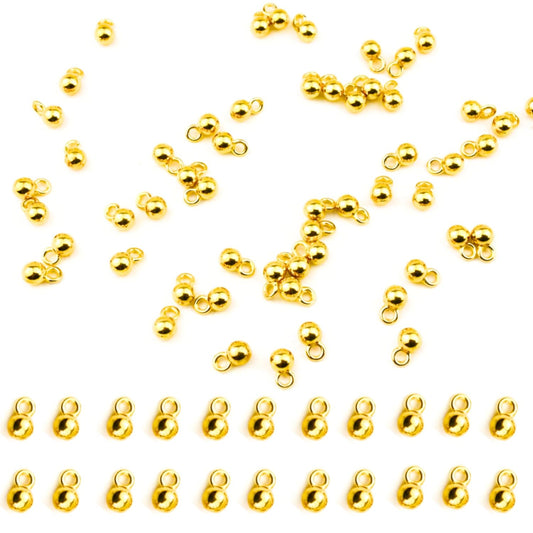 Gold Ball Charm Beads with Loop for Jewelry Making, Mini Round Dangle Charms for Necklace, Earrings & Bracelet DIY Craft Supplies