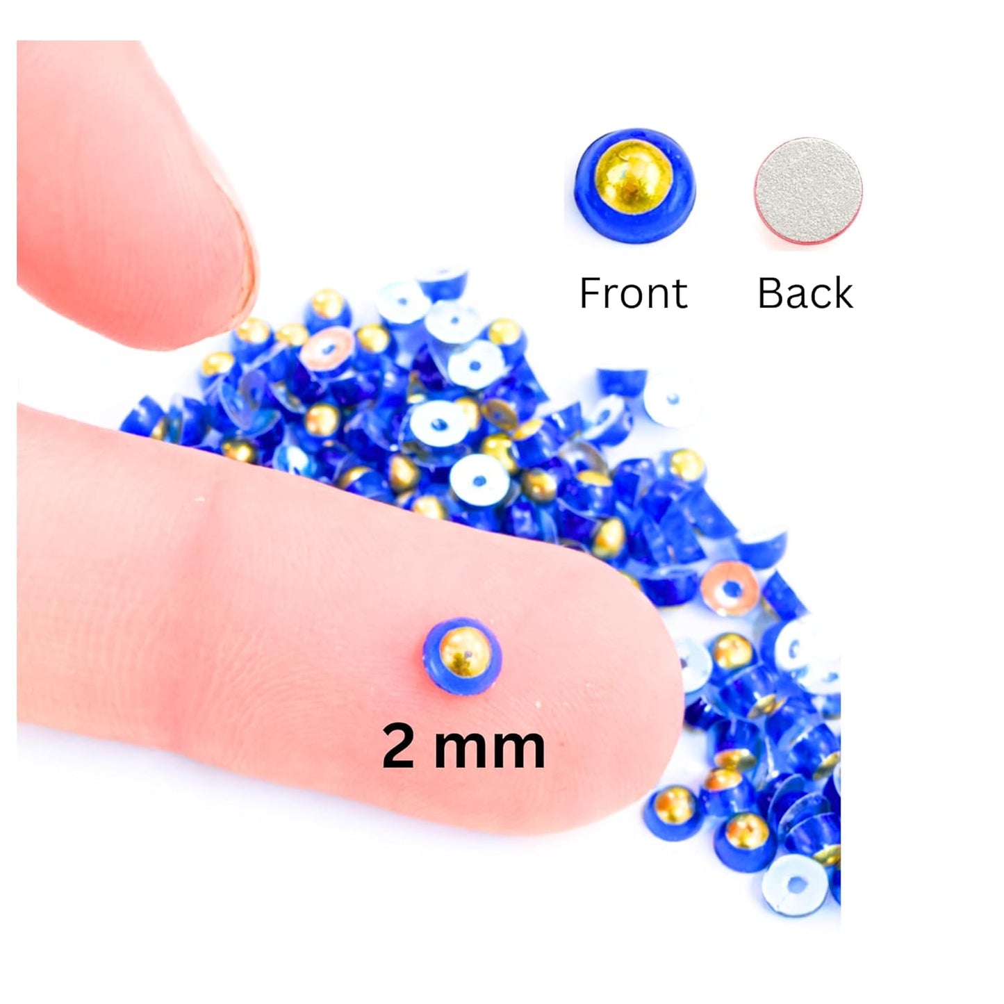 Blue Rhinestones Circular Stickable Plastic Kundan Beads for Saree Border Jewelry Making Nail Face Makeup Art Crafts Clothes Decoration DIY Art & Crafts