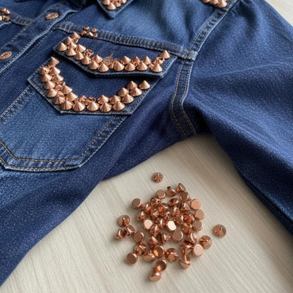 Acrylic Punk Bullet Rivets | Cone Spike Studs Beads| 5.6 mm Cone Studs Flat Back ( 100 Gram )