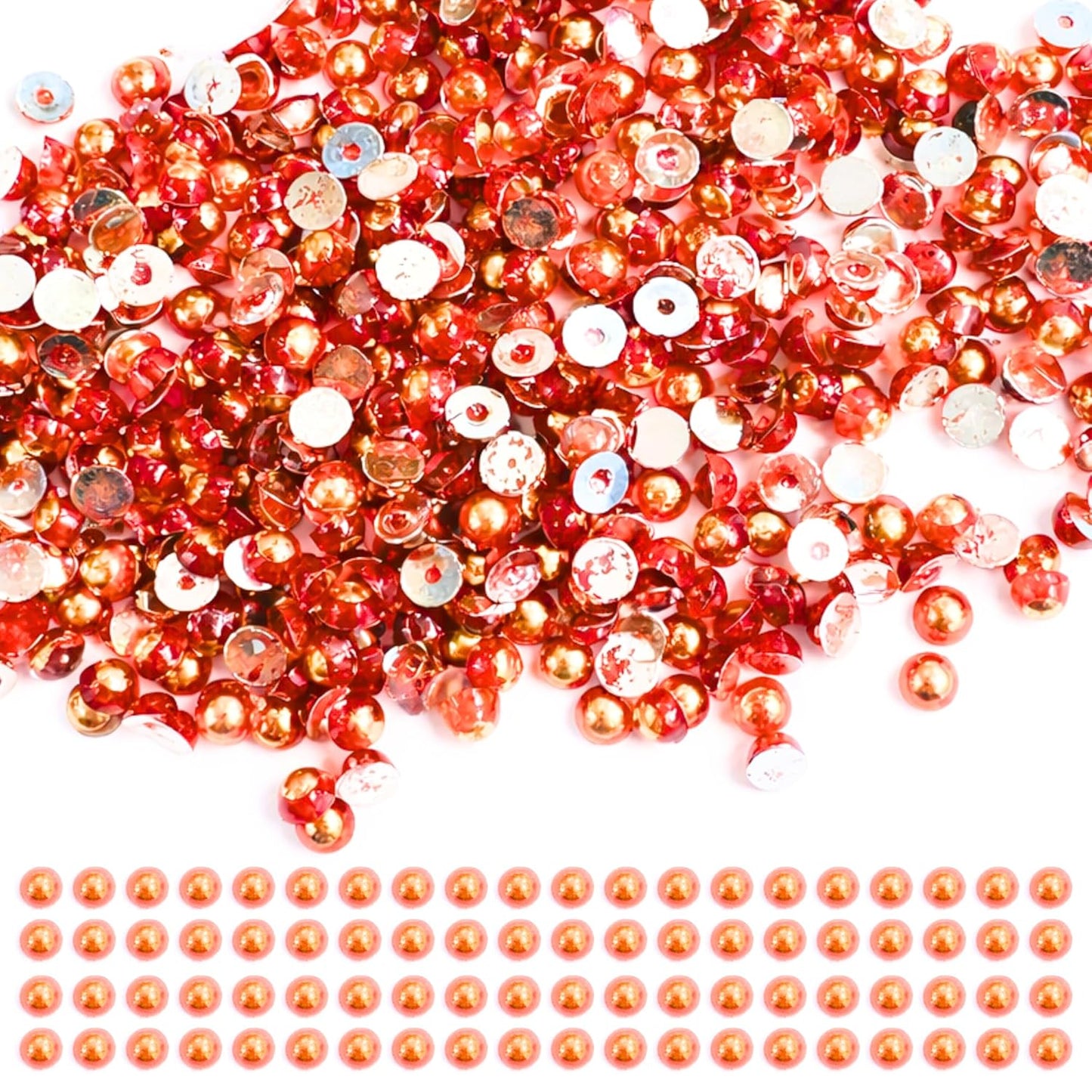 Orange Rhinestones Circular Stickable Plastic Kundan Beads for Saree Border Jewelry Making Nail Face Makeup Art Crafts Clothes Decoration DIY Art & Crafts