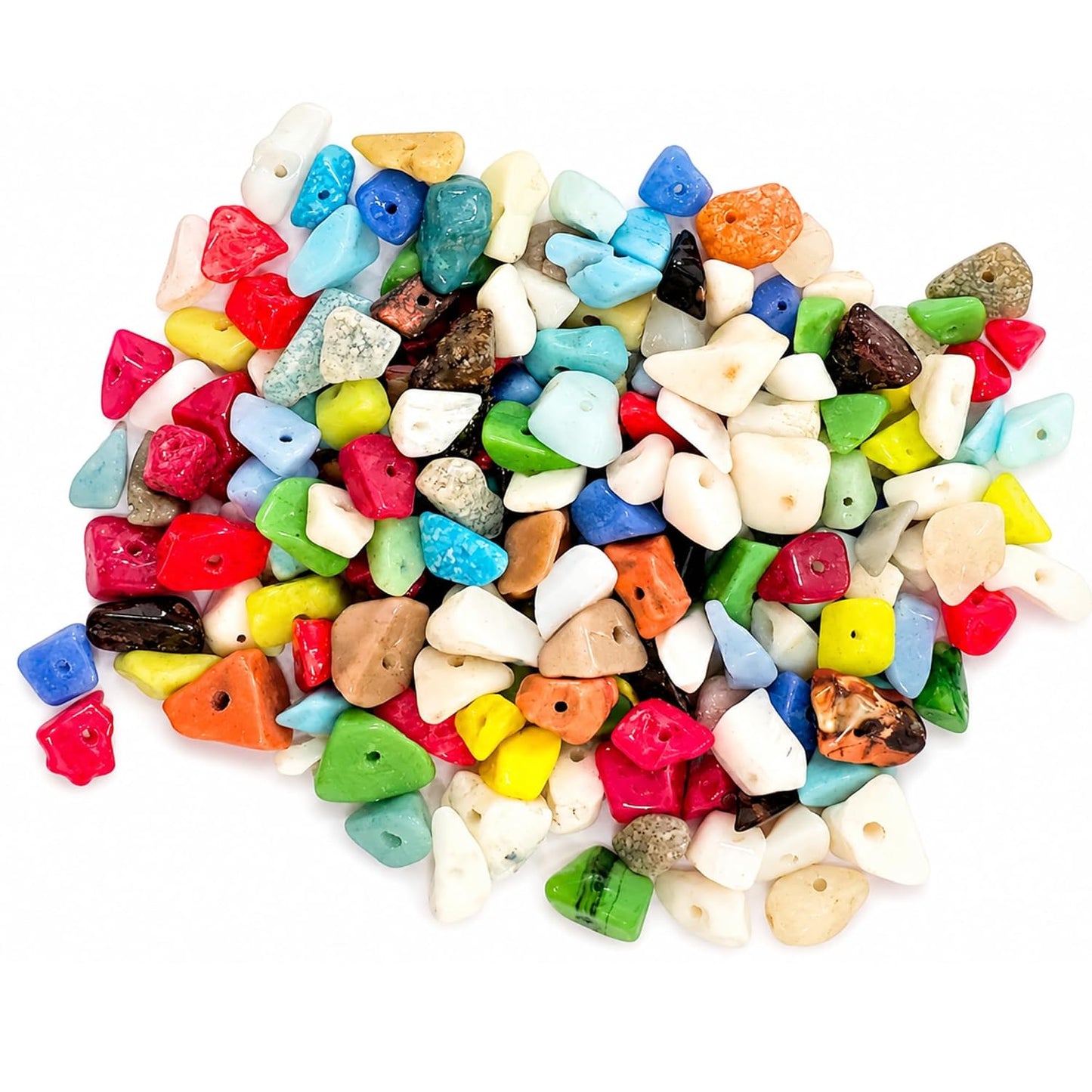 100 pcs Multicolor Natural Stone Chip Beads for Jewelry Making, 1 mm Drilled Gemstone Beads for Necklaces, Bracelets, Earrings