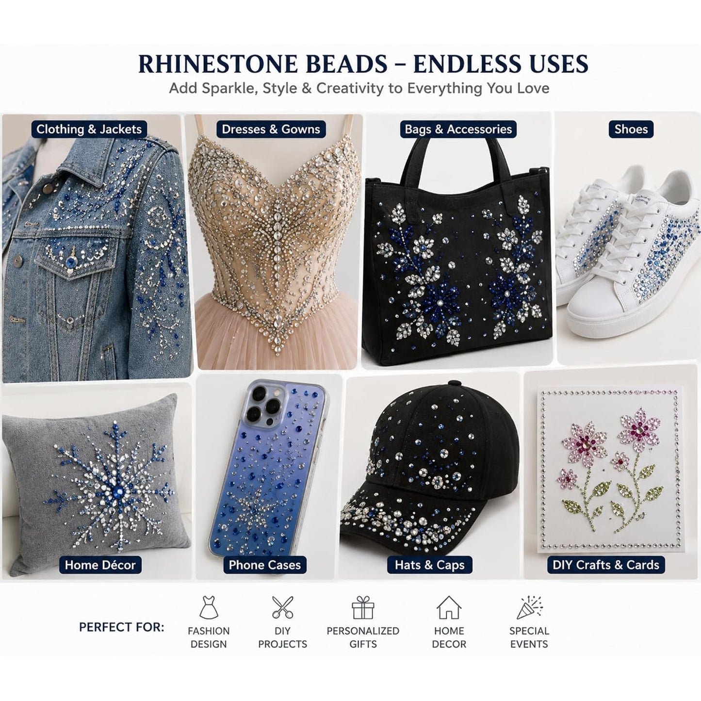 15 Color Rhinestone Kit Flat Back Acrylic Gems |  Clothing Embellishments