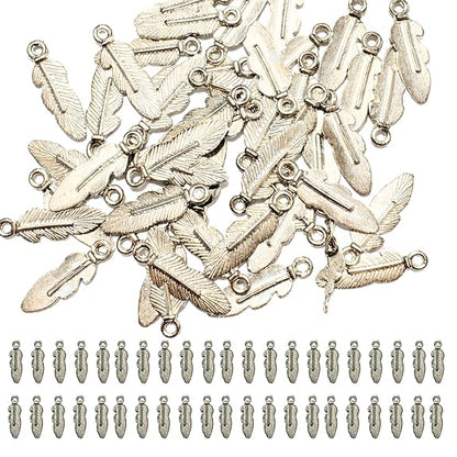 Feather Charm Metal Pendants Supplies