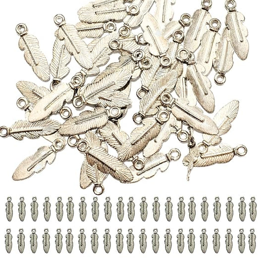 Feather Charm Metal Pendants Supplies