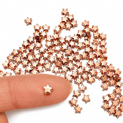 Rose Gold Star Spacer Beads for Jewelry Making 1mm Hole ( 500 pcs )