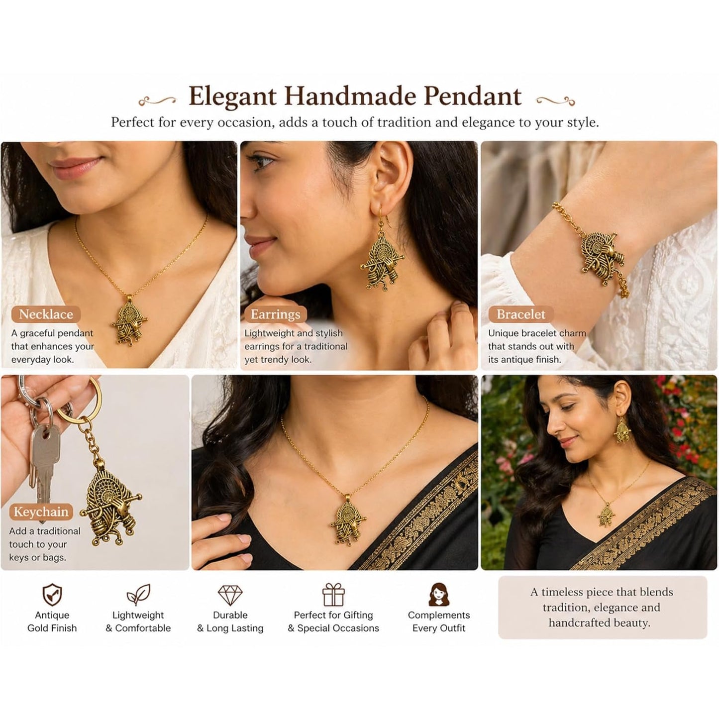 Antique Gold Krishan Ji Necklace & Earing design