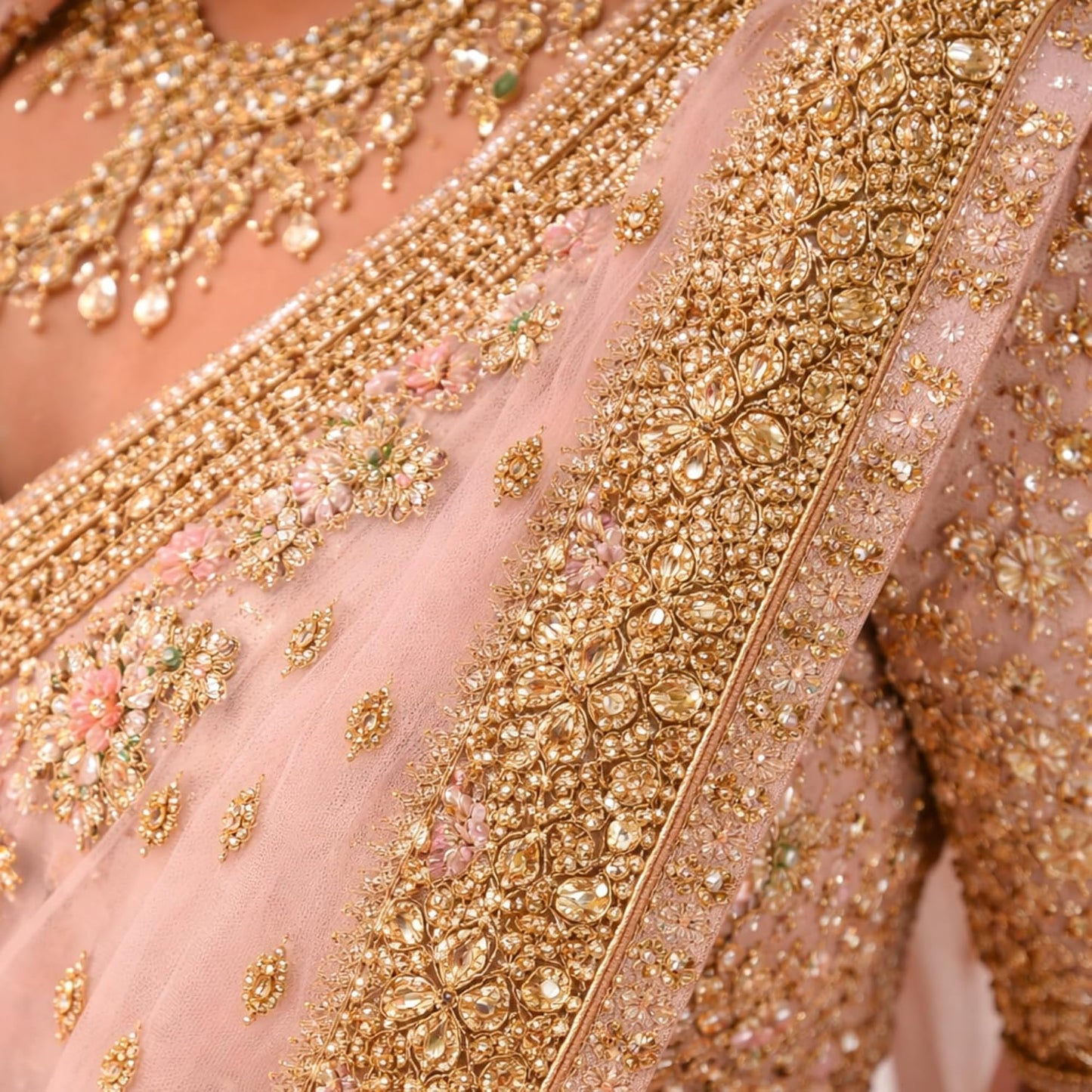 Gold Diamond Shape Embroidery for Saree Blouse Dress Zari Dabka Embellishments