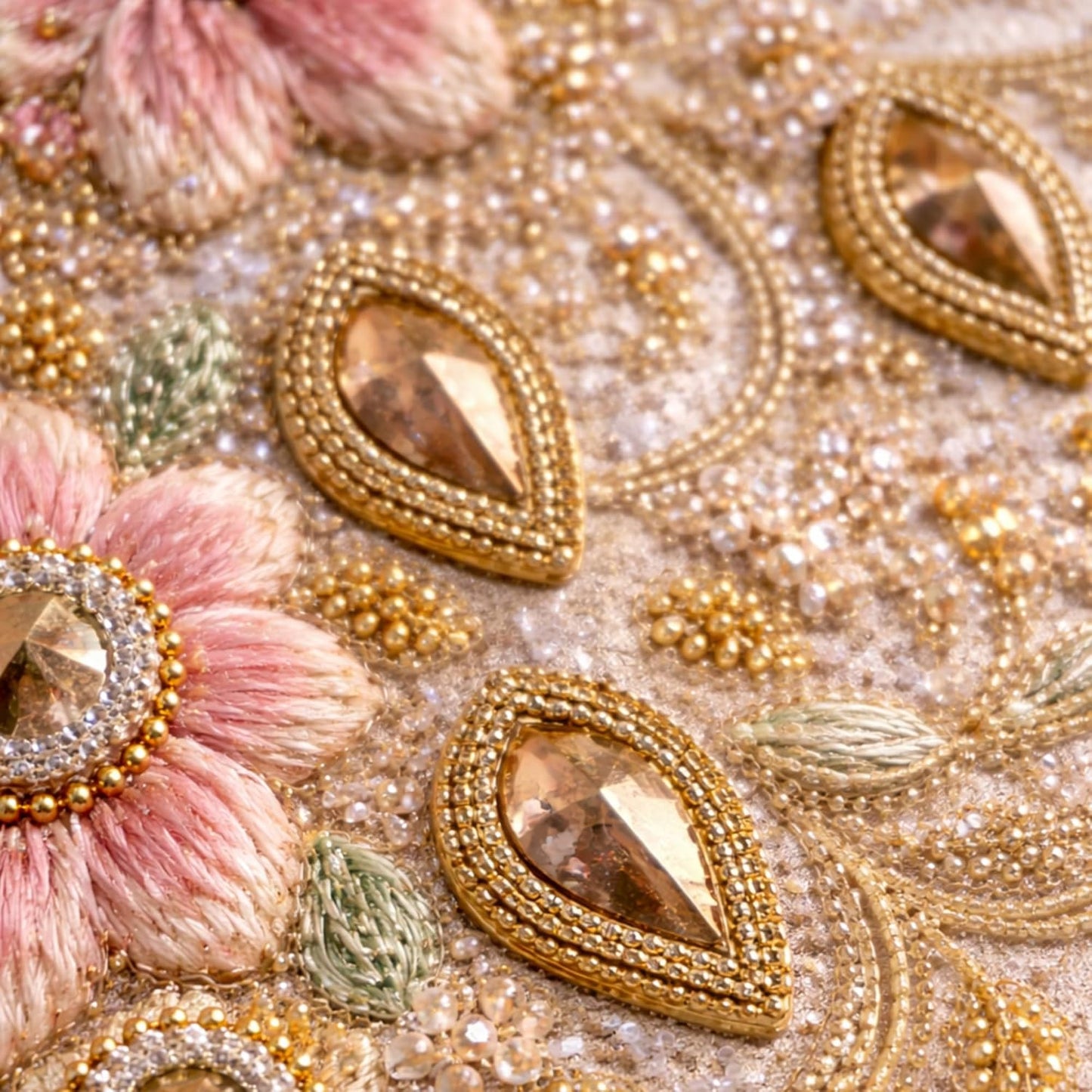 Golden Bati Drop Shape Motif Appliques Embellishments for Decoration Patches Kundan Work